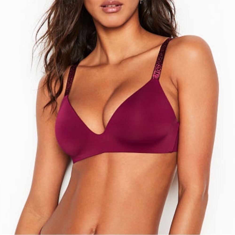 Wireless Plunge Bra in Burgundy